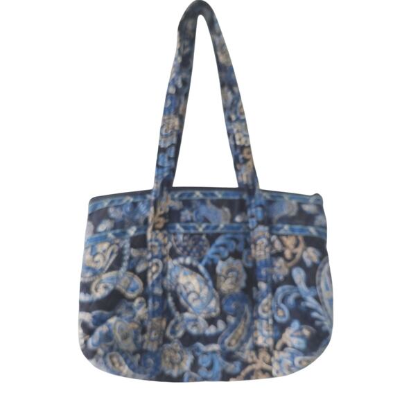 Vera Bradley Vintage 2006 Windsor Navy Molly Shoulder Tote Bag Blue and Gold main image 1